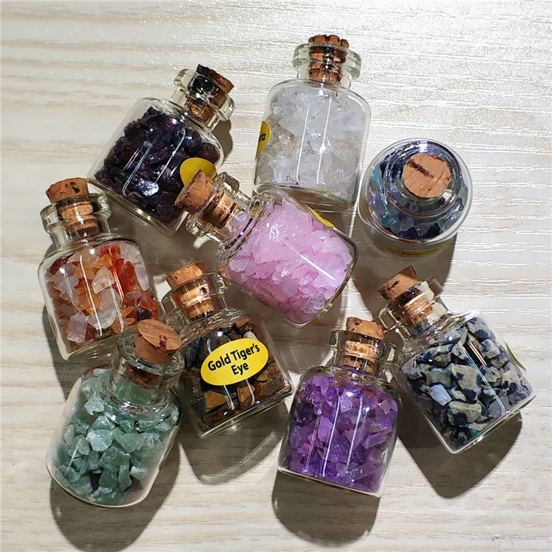 

9 bottles Agate stone pendant natural crystal gravel drift bottle ore specimen teaching powder crystal ornaments souvenir