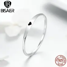 BISAER, 925 пробы, серебряное, простое сердце, инкрустированное, кольца для женщин, сердце, свадебные наборы, Женское кольцо, свадебные ювелирные изделия, Anel ECR468