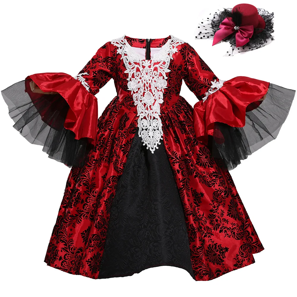 Девушки викторианская графиня дети вампир принцесса косплей костюм на Хэллоуин Принцесса