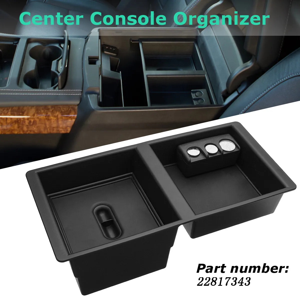 

Car Armrest Box Center Console Organizer Secondary Storage Tray Insert For Chevrolet for GMC 2014 2015 2016 2017 2018 22817343