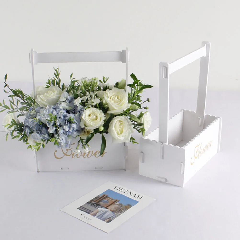 

Creative Wooden Flower Basket Simple Assembly Rustic Flower Pot Home Decoration (White)