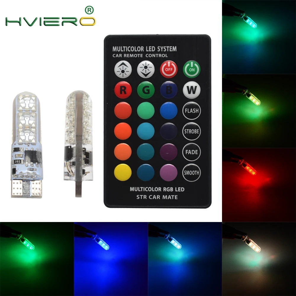 2x T10 SilicaGel RGB w5w LED Remote Controller RGBW 501 194 168 6SMD 5050 Festoon Dome Light Car Wedge Side Led DC 12V Car Bulbs 2x T10 SilicaGel RGB w5w LED Remote Controller RGBW 501 194 168 6SMD 5050 Festoon Dome Light Car Wedge Side Led DC 12V Car Bulbs