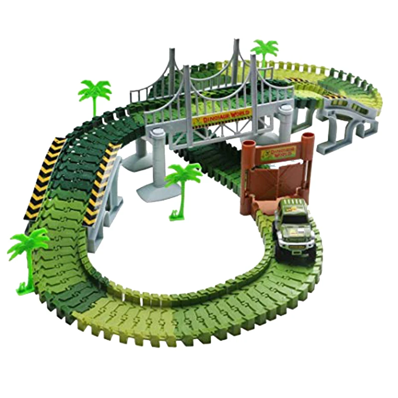 

NEESSV DIY Create Loads of Bendy Flexible Dinosaur Magical Racing Tracks Vehicles Accessories Bridge For Children Holiday Gift