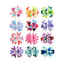 12 Pcs Bow Print Wave Stripe Hairpin Hairpin Bow Barrette Beautiful Bow Hair Clips for Baby Kids Girls