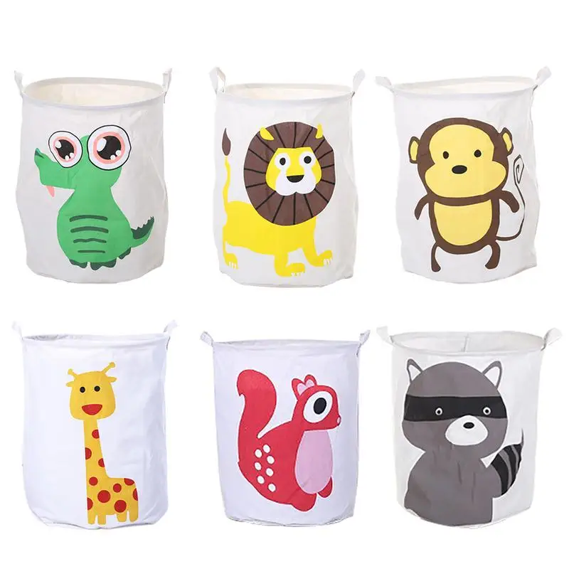 

Foldable Cartoon Storage Bag Animal Cotton And Linen Fabrics Creative Life Storage Home Storage Bucket Barrel Organizers