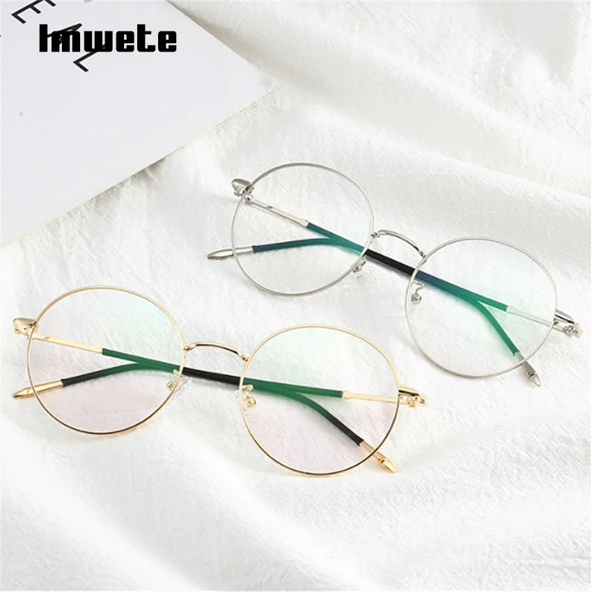 

Imwete Eye Glasses Men Women Metal Computer Glasses Goggles Transparent Round Eyewear Frame Eyeglasses
