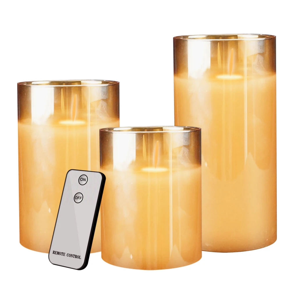 3pcs Remote Control Flameless Candles Battery Powered LED Flickering