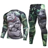 Good Deal Mens tracksuit Set 3D animal Compression T-Shirt+Pants Skin Tight Long Sleeves Fitness Rashguard Viking Sets Gyms Fitness Suit 32980203036
