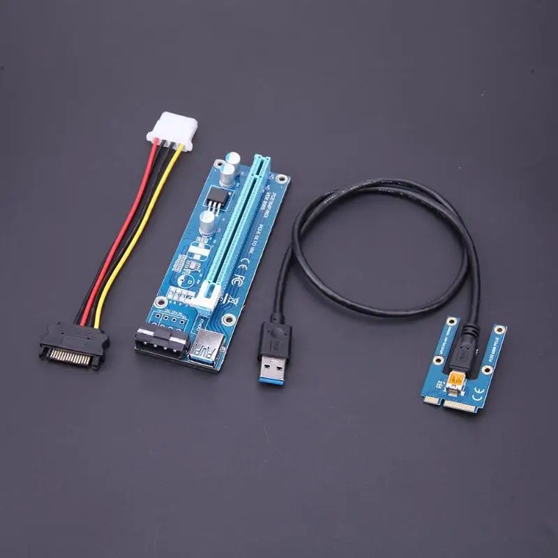 Пятая 40 см PCI Express 1X к 16X переходная карта расширитель адаптер с USB 3 0 кабель + 15Pin SATA