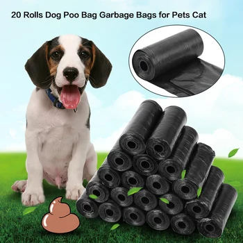

20 Rolls Dog Poo Bag Trash Garbage Bags For Cat Pets Waste Collection Bag Black Outdoor Cleaning Supplies