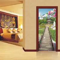 ใหม่ 3D สติ๊กเกอร์ติดผนัง Pigeon เดี่ยว - plank bridge Wall Decal Self Adhesive PVC Mural Decals ประตูภาพจิตรกรรมฝาผนังวอลล์เปเปอร์