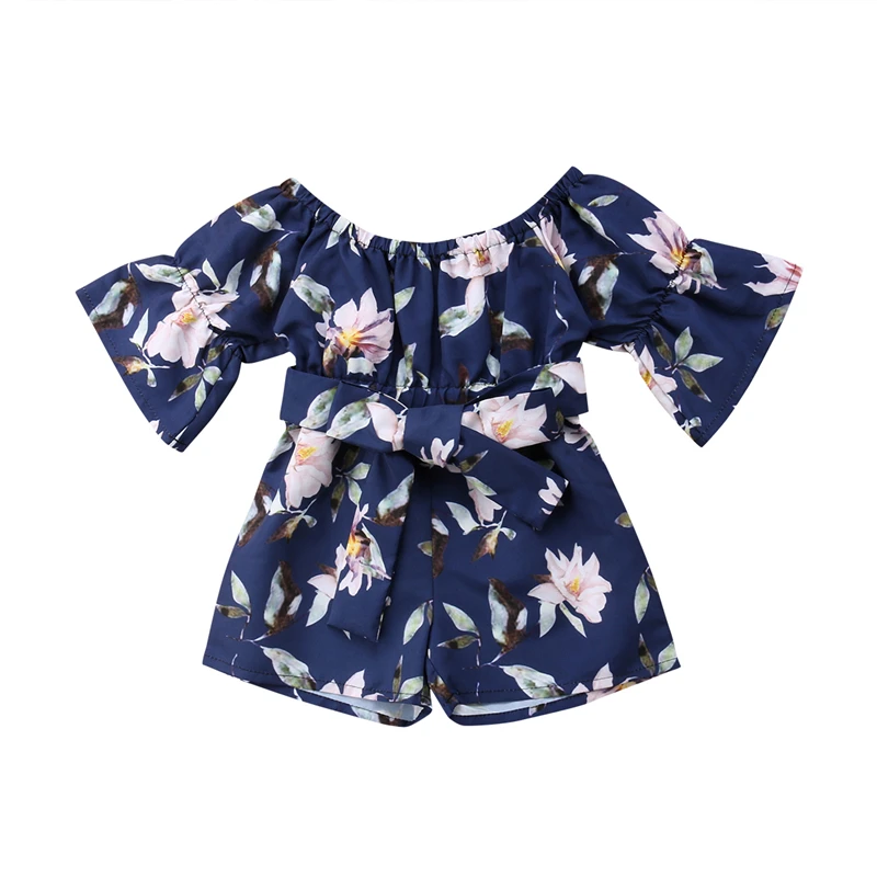 طفل الاطفال طفلة الصيف قصيرة الأكمام رومبير مٌزين بنقشة الزهور Sunsuit Playsuit الصيف ملابس كاجوال مجموعة طفل الاطفال طفلة الصيف قصيرة الأكمام رومبير مٌزين بنقشة الزهور Sunsuit Playsuit الصيف ملابس كاجوال مجموعة