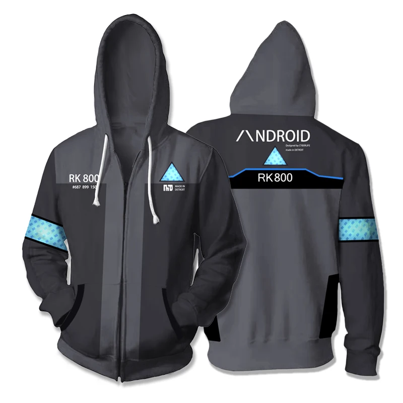 

Game Detroit: Become Human Rk800 Connor 3d full Printed Hoodie Men Zip Up Hooded Unisex Jackets Men Sweatshirt Hoody Streatwear