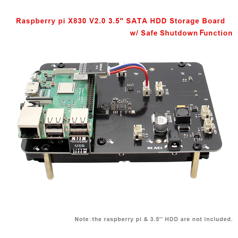 Raspberry Pi X830 V2.0 3 5 дюймов SATA HDD плата расширения хранения с блоком питания/адаптером