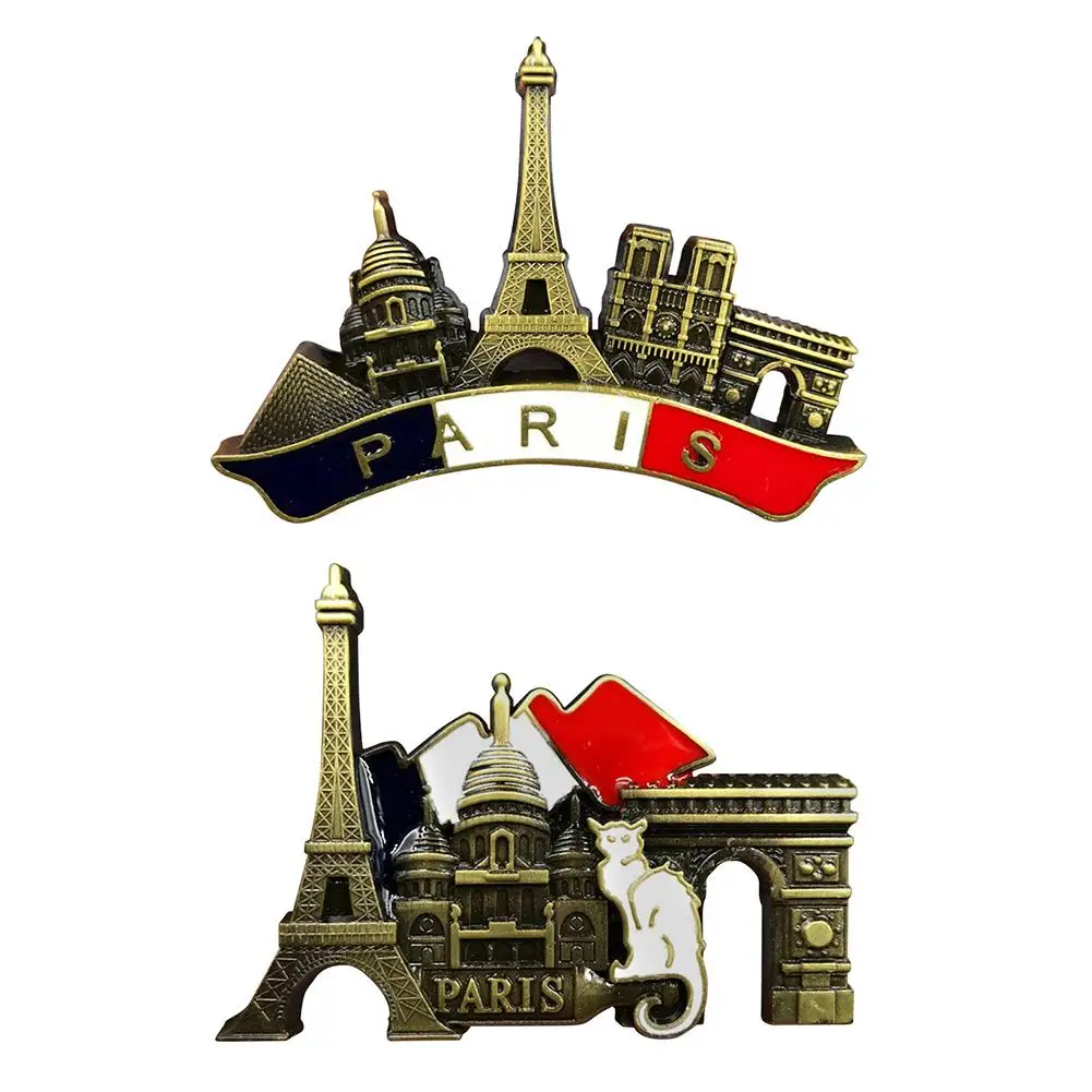 

French Paris Refrigerator Metal 3D Souvenir Fridge Magnet Handmade Craft Tourist Travel City Collection Refrigerator Sticker