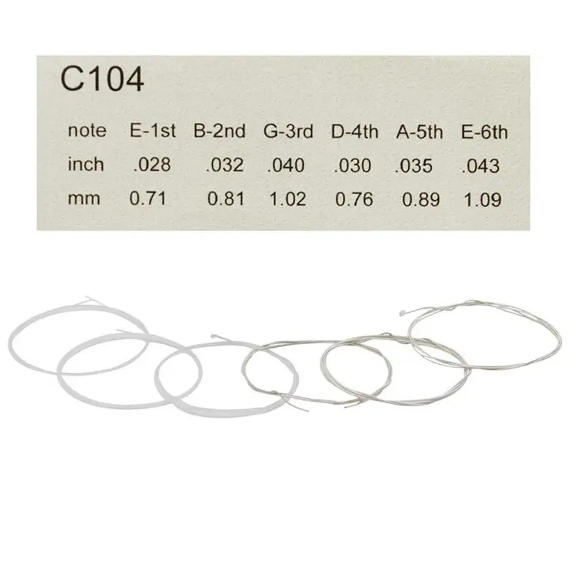 6 шт./компл. нержавеющие скрепки-Стандартный гитарные струны профессиональные нейлоновые струны для гитары Комплект для 6 строка классический Аксессуары для гитары
