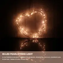 Светодио дный 6 м 60-LED жемчужный медный провод струнный свет теплый белый Фея огни для Ремесла стеклянная бутылка валентинки свадебное украшение Рождество