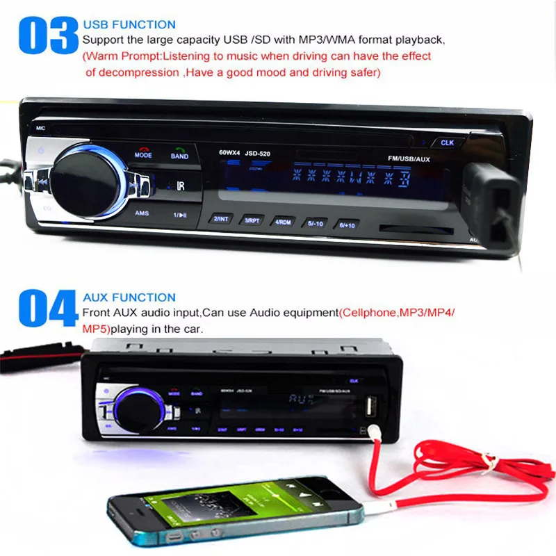 1X Автомобильный Bluetooth Радио стерео головное устройство плеер MP3/USB/SD/AUX-IN/FM In-dash 1 Din FM Aux вход с ISO портом авто аксессуары