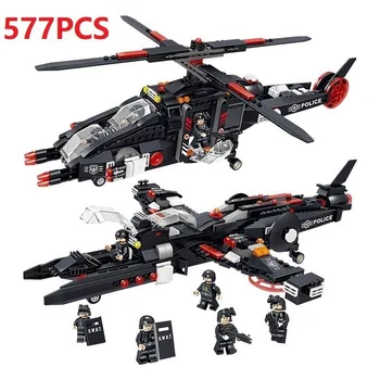 

577PCS Deformable Raid Helicopter Special Forces Figures Building Blocks Kids Toys Compatible Bricks Toy WJ084