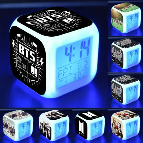 KPOP BTS BT21 Bangtan Boys Alarm Table Watch Color Changing Clock Night Light JIMIN Bangtan Boys Album Love Yourself
