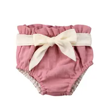 Мягкие Шорты-штаны с карманами для новорожденных девочек и мальчиков, шаровары с бантом, подгузники, одежда