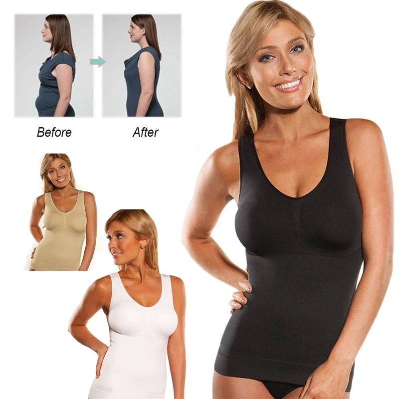 

S-2XL Body Shaper Women's Firm Solid Sleeveless Genie Bra Shaper Slimming Camisole Spandex Plus Size Shapewear Shirt XXL XL S M