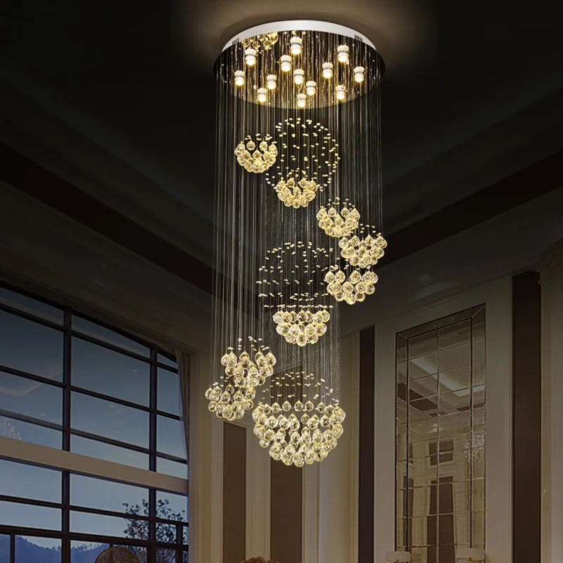 

Crystal Chandelier Light Fixture Modern Lamp for Living Room Hotel hall Indoor Decoration Stair Ceiling Lamp 11 balls 110-220V
