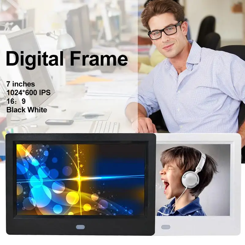 

7 Inch HD 1024X600 LED Digital Frame Photo Frame Electronic Album Human Body Sensing Function Home Decoration Desktop Accessory