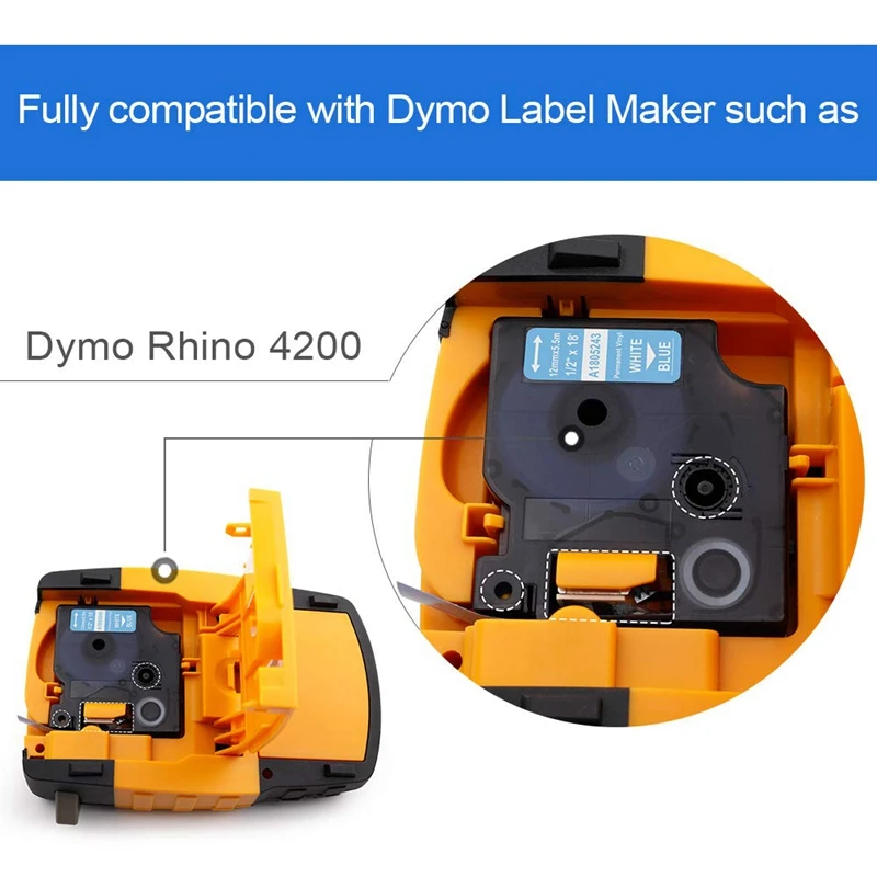 2 упаковки Unistar 18444 совместимы с промышленными виниловыми этикетками DymoTape черный