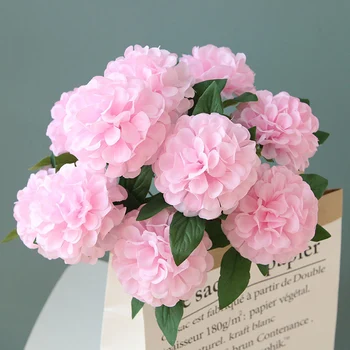 

10 Heads Hydrangea Silk Flower Ball Artificial Flowers Birthday Home Wedding Decoration Accessories Fake Flowers Bouquet
