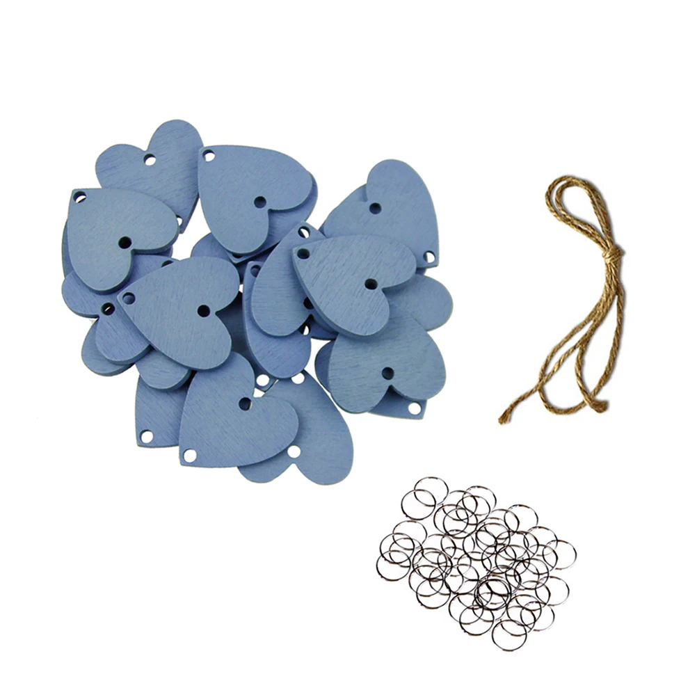 

101 Pcs Wooden Wall Plaque Family Calendar Wood Crafts Heart Discs Colorful Pendants for Home Decor (Blue)