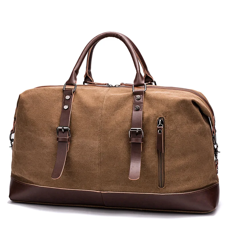 

Vintage Big Durable Canvas Men's Travel Bag New Style Fashion Outdoor Bag Large Capacity Zipper Travel Duffle