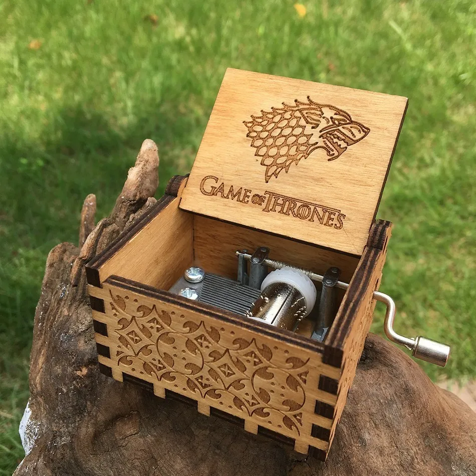 

2019 HOT Juego De Tronos Game of Thrones Music Box Birthday Gift Antique Carved Wooden Hand Crank Music Boxs Game of Throne