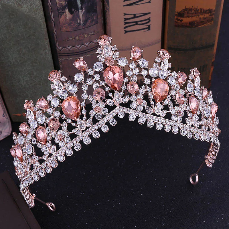 Korea Vinatge Rhinestone Crystal Tiara Wedding Tiara Bride Gold Bridal