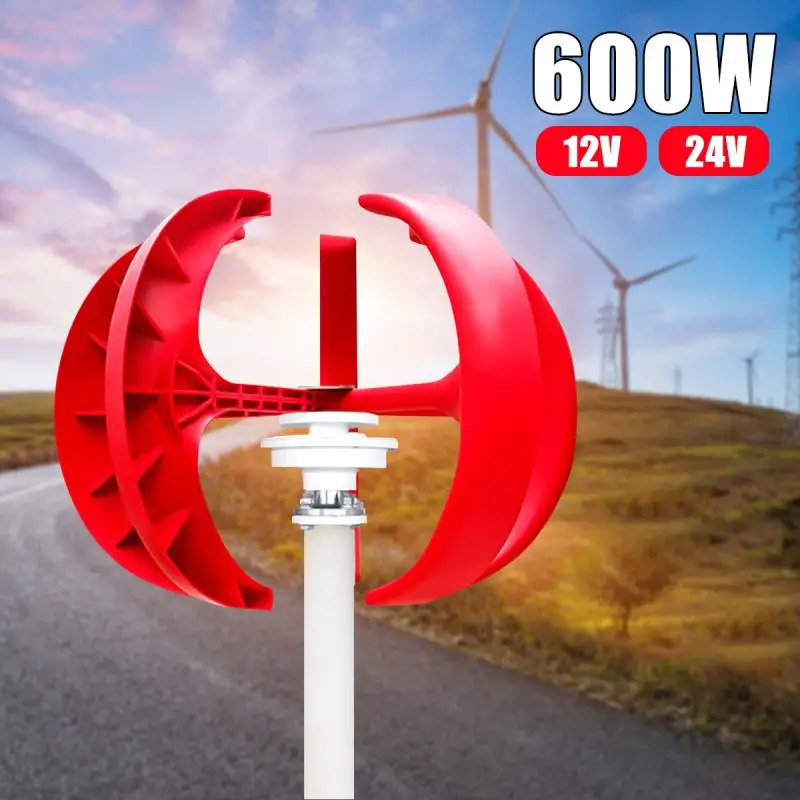 

600W AC 12V 24V Home Wind Turbine Generator Lantern 5 Blades Motor Kit Vertical Axis Permanent Magnet Generator