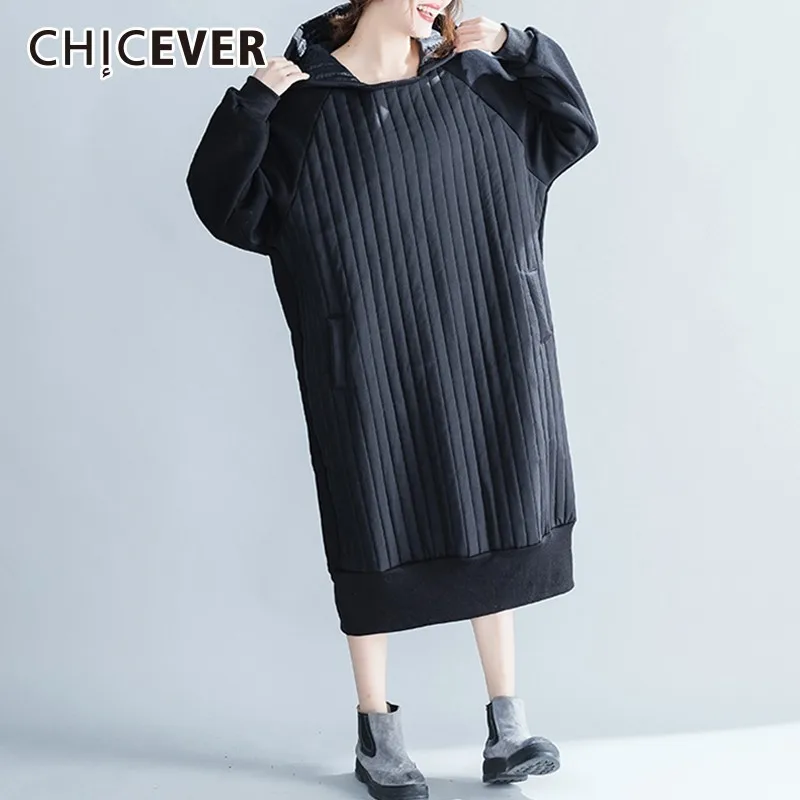 CHICEVER 2019 зимние толстые пуловеры Топы женские толстовки с капюшоном рукав летучая