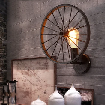 

Romantic Warm Vintage Wheel Wall lamp Industrial Style Restaurant Cafe Aisle Corridor LED Creative Personality Hallway Lighting
