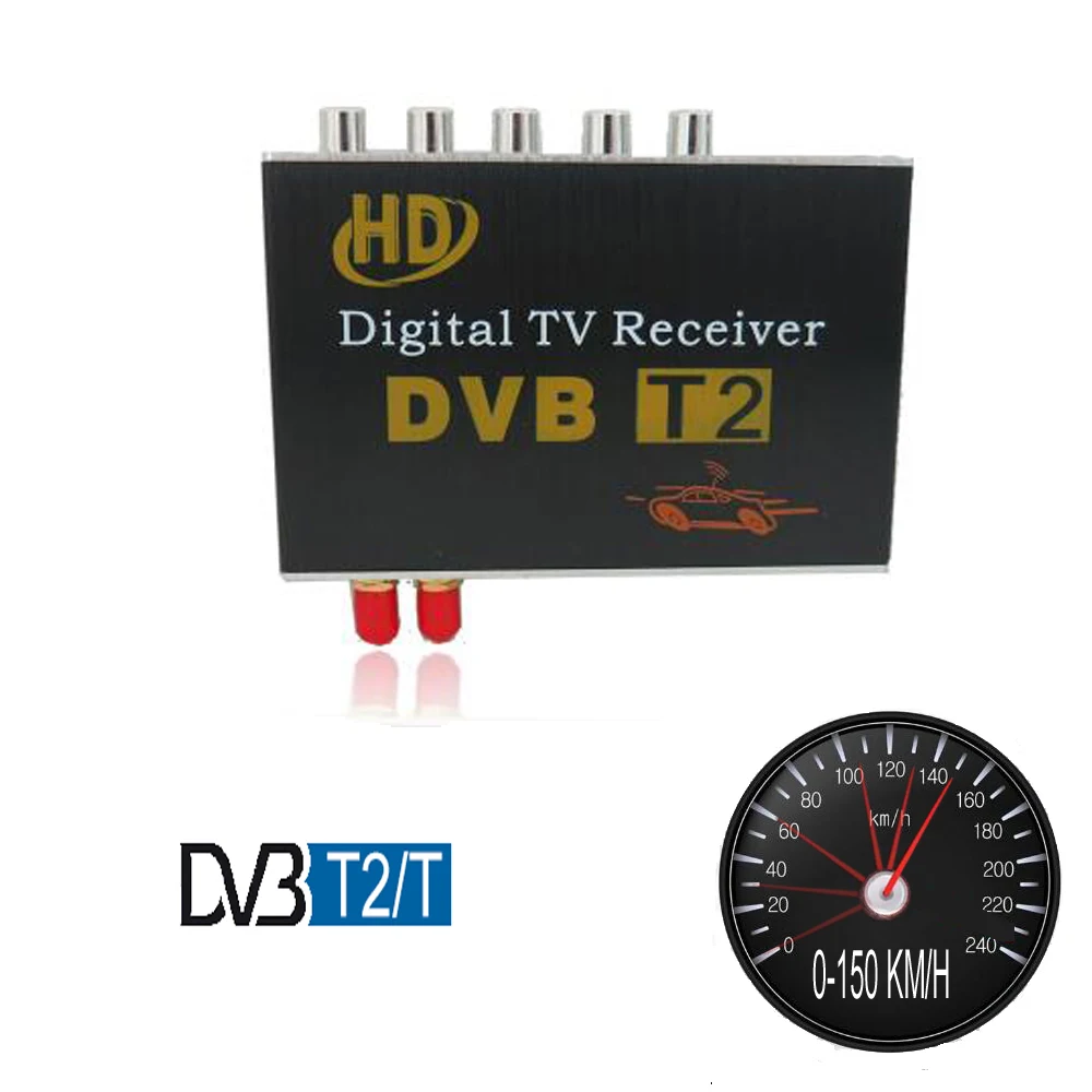 Автомобильный наземный DVB-T2/T приемник двойной тюнер dvd монитор мультимедиа радио плеер 1080P H.264 MPEG-4 CVBS, HDMI Макс 150 км/ч EPG