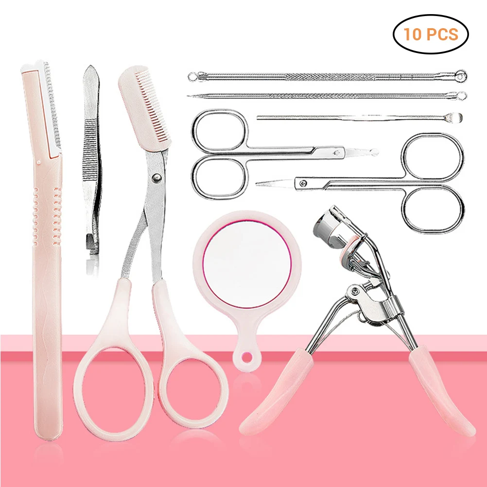1Set Portable Eyebrow Trimming Kit Scissor Tweezers Razor Set Cosmetic tool | Красота и здоровье