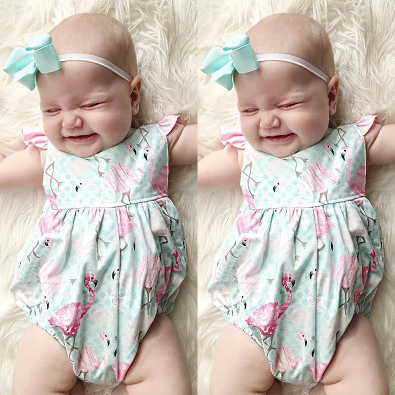 

Cute Ruffles Flamingo Newborn Baby Girl Bodysuit Summer Bebe Clothes Leotard Tops Baby Clothing