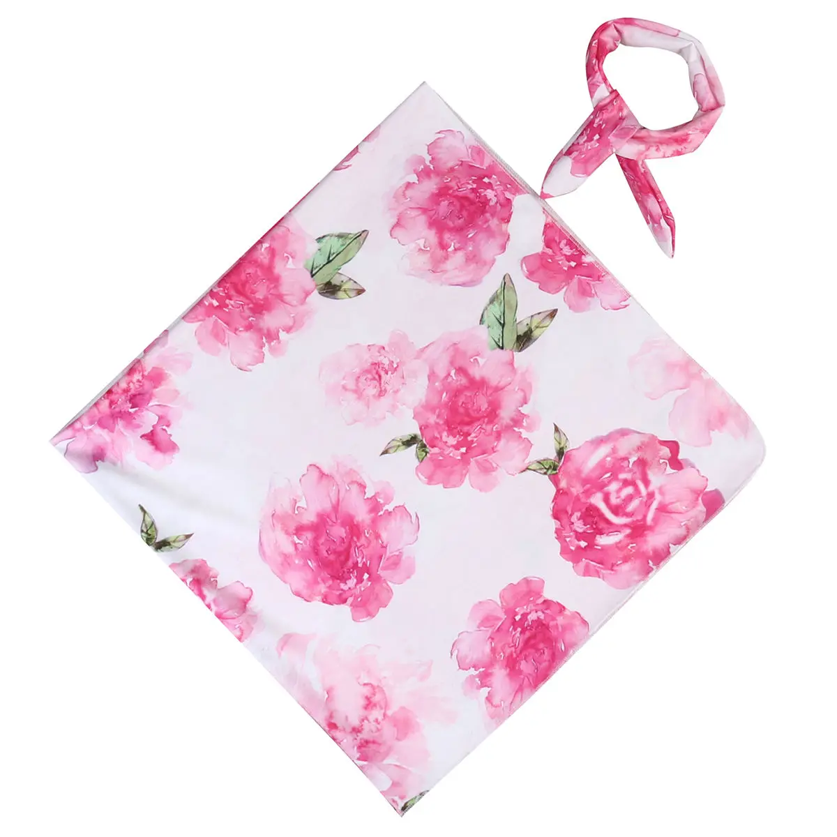 

2019 New Arrival Floral Newborn Fashion Baby Cotton Swaddle Blanket Floral Sleeping Swaddle Muslin Wrap Headband Wholesale Hot