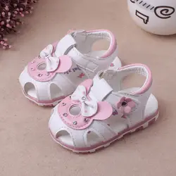 2019 сандалии для девочек светодиодные летние туфли для маленьких девочек сандалии для младенцев Принцесса мягкая детская обувь сандалии