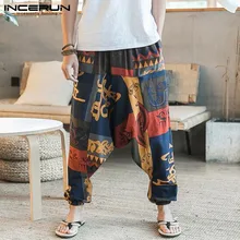 Новинка в стиле хип-хоп, модные хмонг мешковатые брюки карго хлопковые льняные шаровары брюки Для мужчин Для женщин широкие брюки Повседневное штаны с принтом в виде крестов брюки Pantalon Hombre