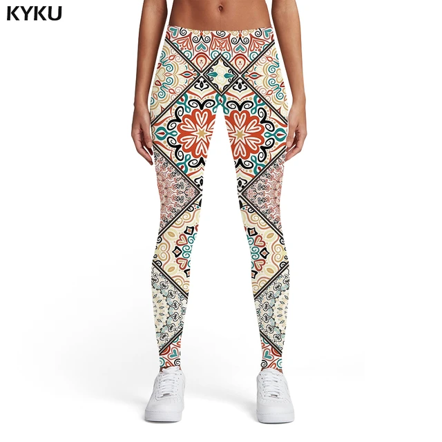 Kyku Psychedelic Leggings Women Pattern Ladies Colorful Sport Art