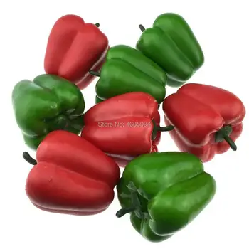 

Gresorth 8pcs Artificial Lifelike Big Bell Red Green Pepper Fake Vegetable Home Kitchen Table Food Decoration
