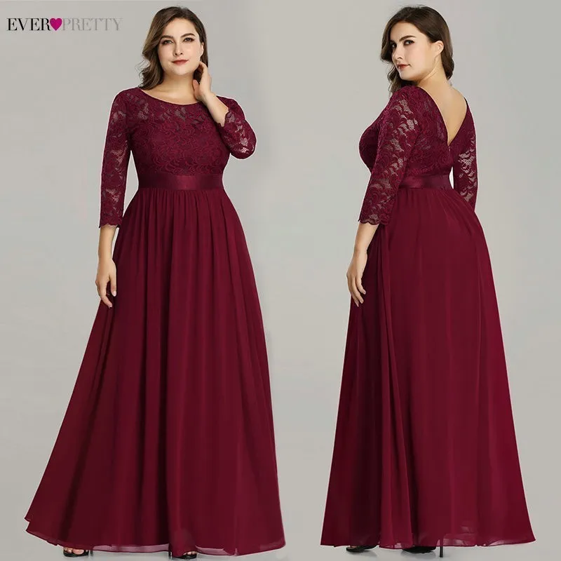 Robe De Soiree Ever Pretty 7412 длинные кружевные вечерние платья с длинным рукавом зимнее торжественное платье для женщин элегантное Abendkleider