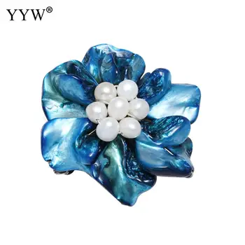 

Freshwater Pearl Box Clasp with Freshwater Shell & 3-strand Brass Flower Approx 42x39x23mm Sold By PC