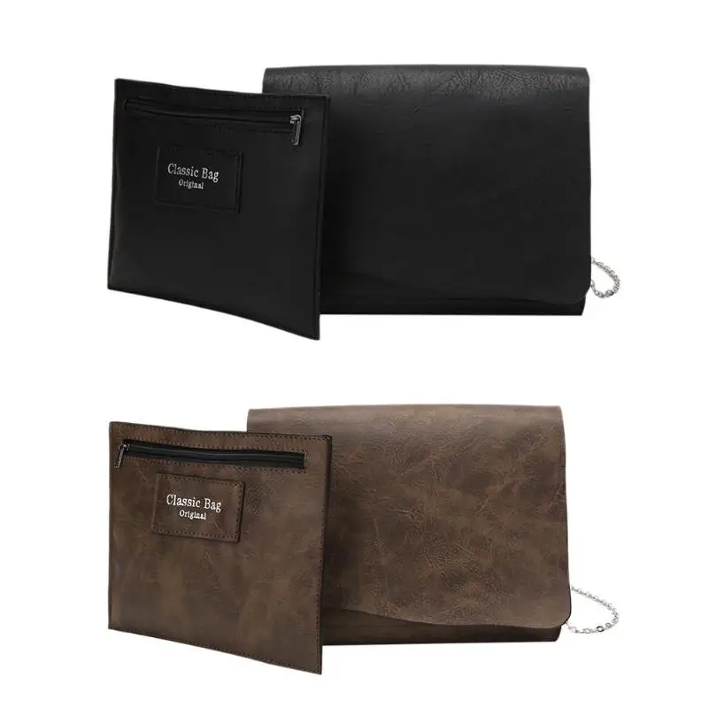 

2 Pcs Soft PU Leather Thin Messenger Bag Girls Casual Shoulder Bags Ladies Purse Design Solid Simple Crossbody Handbags Set