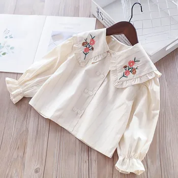 

spirng toddler girl blouse long sleeve embroidery flower girl top summer children boutiques clothing kids shirt for girl clothes