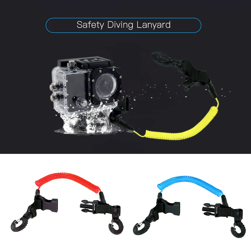 

Safety Diving Lanyard Coiled Elastic Lanyard with Quick Release Buckle Clip Hook for Diving Camera Torch Gear Equipment
